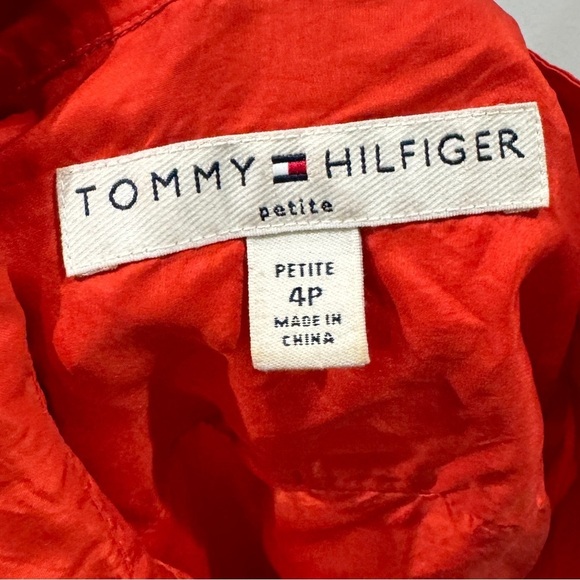 Tommy Hilfiger 100% Silk Burnt Orange Button Front Collared Blouse Shirt Size 4P - Picture 16 of 17
